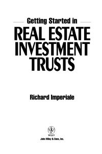 Cover image: Getting Started in Real Estate Investment Trusts 1st edition 9780471769194