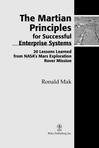 Cover image: The Martian Principles for Successful Enterprise Systems 1st edition 9780471789659