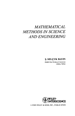 Imagen de portada: Mathematical Methods in Science and Engineering 1st edition 9780470041420