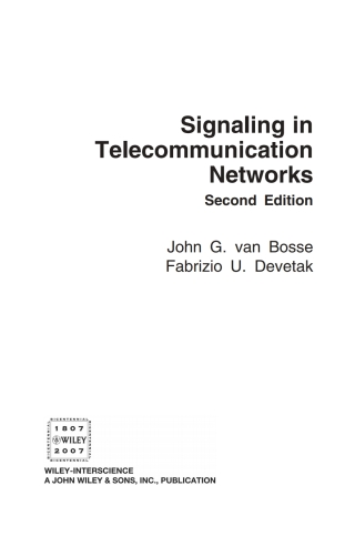 Cover image: Signaling in Telecommunication Networks 2nd edition 9780471662884