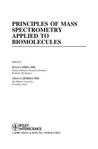 Cover image: Principles of Mass Spectrometry Applied to Biomolecules 1st edition 9780471721840