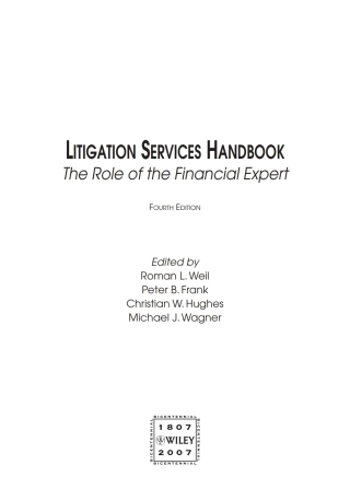 Imagen de portada: Litigation Services Handbook: The Role of the Financial Expert, 4th Edition 4th edition 9780471769088