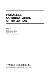 Cover image: Parallel Combinatorial Optimization 1st edition 9780471721017