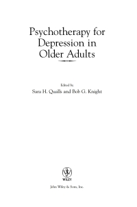 صورة الغلاف: Psychotherapy for Depression in Older Adults 1st edition 9780470037973