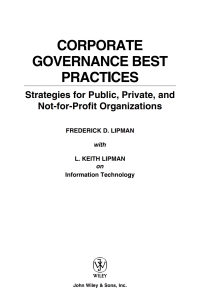 Cover image: Corporate Governance Best Practices: Strategies for Public, Private, and Not-for-Profit Organizations 1st edition 9780470043790