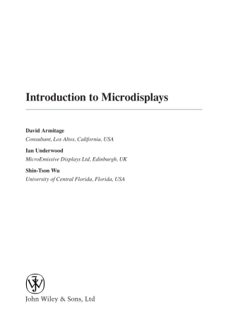 Cover image: Introduction to Microdisplays 1st edition 9780470852811