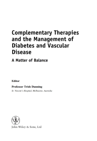 Cover image: Complementary Therapies and the Management of Diabetes and Vascular Disease 1st edition 9780470014585