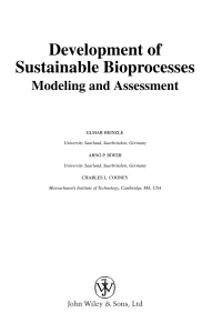 Cover image: Development of Sustainable Bioprocesses: Modeling and Assessment 1st edition 9780470015599