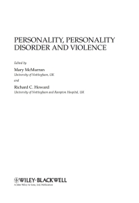 Cover image: Personality, Personality Disorder and Violence 1st edition 9780470059487