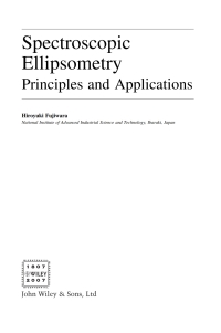 Imagen de portada: Spectroscopic Ellipsometry 1st edition 9780470016084