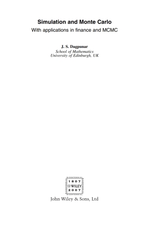 Cover image: Simulation and Monte Carlo 1st edition 9780470854945
