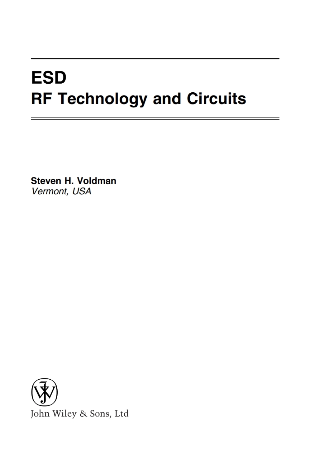 ESD RF Technology and Circuits 1st Edition