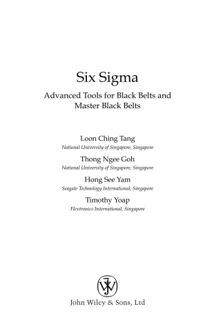Cover image: Six Sigma 1st edition 9780470025833