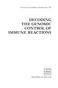 صورة الغلاف: Decoding the Genomic Control of Immune Reactions: Novartis Foundation Symposium, Number 281 1st edition 9780470027554