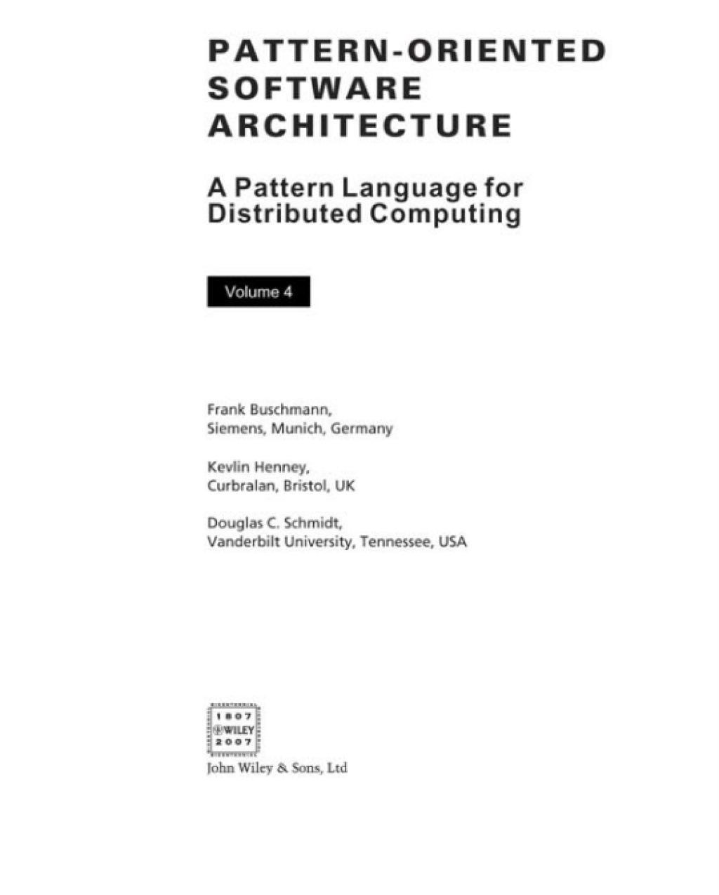 Pattern-Oriented Software Architecture  A Pattern Language for Distributed Computing - 1st Edition (eBook)