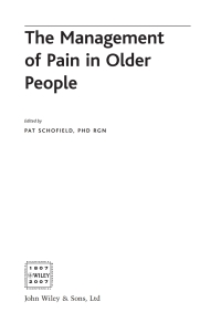 Cover image: The Management of Pain in Older People 1st edition 9780470033494