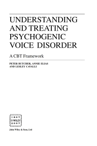 Cover image: Understanding and Treating Psychogenic Voice Disorder 1st edition 9780470061220