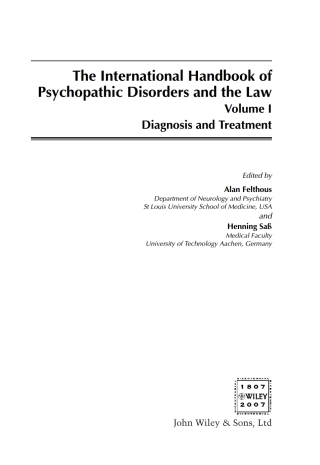 Cover image: The International Handbook on Psychopathic Disorders and the Law, Volume II 1st edition 9780470066386