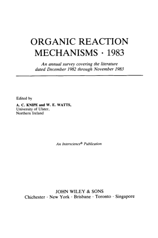 Cover image: Organic Reaction Mechanisms 1983 1st edition 9780471905035