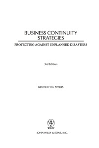 Cover image: Business Continuity Strategies: Protecting Against Unplanned Disasters 3rd edition 9780470040386