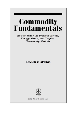Imagen de portada: Commodity Fundamentals 1st edition 9780471788515