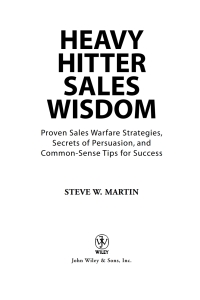 Cover image: Heavy Hitter Sales Wisdom 1st edition 9780470052310