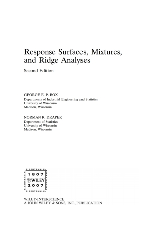 Imagen de portada: Response Surfaces, Mixtures, and Ridge Analyses 2nd edition 9780470053577