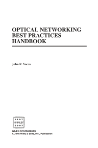 Cover image: Optical Networking Best Practices Handbook 1st edition 9780471460527