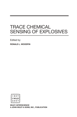 Imagen de portada: Trace Chemical Sensing of Explosives 1st edition 9780471738398