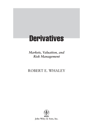 Cover image: Derivatives 1st edition 9780471786320