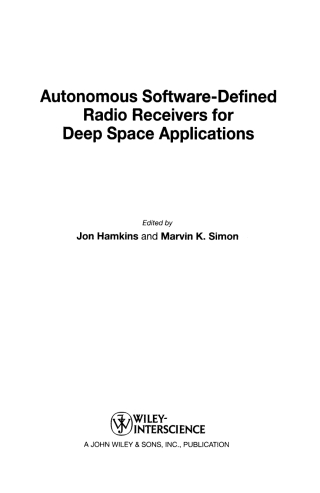 Cover image: Autonomous Software-Defined Radio Receivers for Deep Space Applications 1st edition 9780470082126
