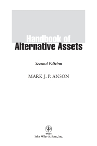 Cover image: Handbook of Alternative Assets 2nd edition 9780471980209