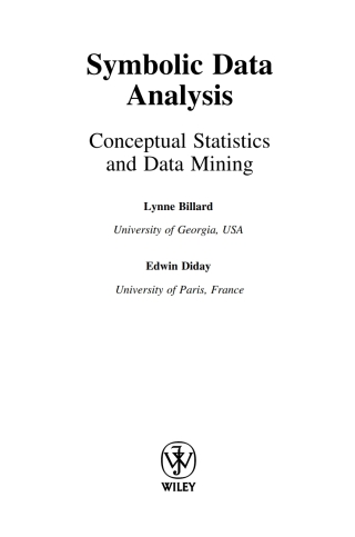 Cover image: Symbolic Data Analysis 1st edition 9780470090169