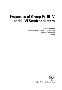 Cover image: Properties of Group-IV, III-V and II-VI Semiconductors 1st edition 9780470090329