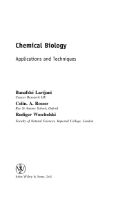 Cover image: Chemical Biology: Techniques and Applications 1st edition 9780470090657