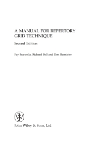 Cover image: A Manual for Repertory Grid Technique 2nd edition 9780470854907
