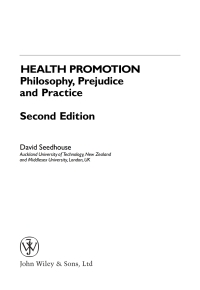Cover image: Health Promotion 2nd edition 9780470847336