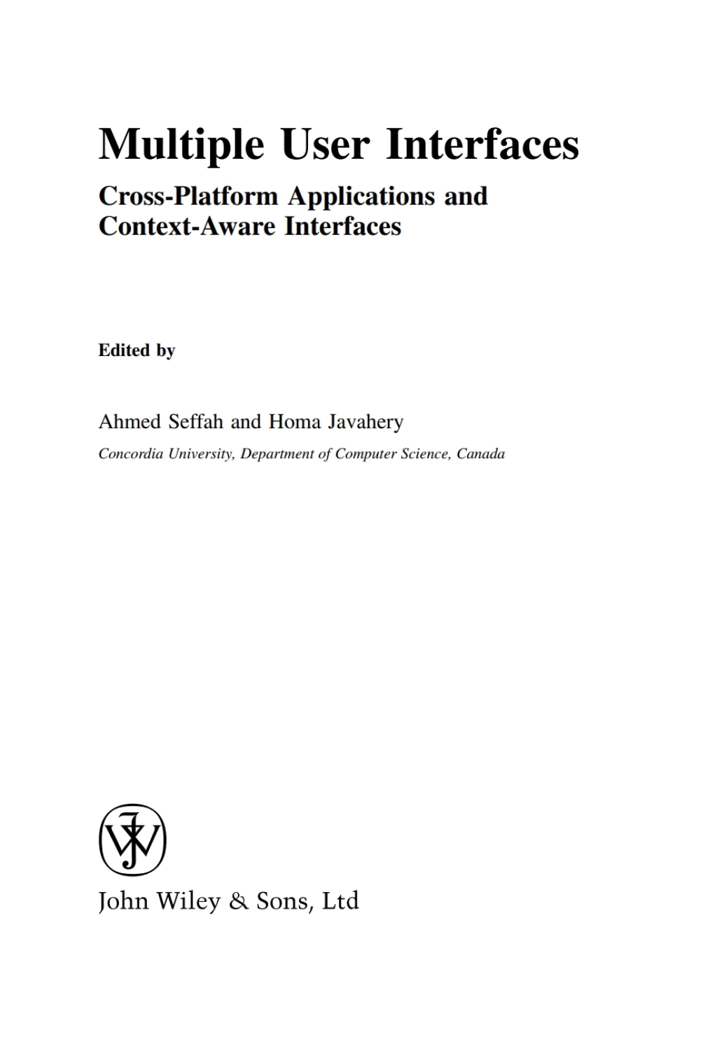 Multiple User Interfaces Cross-Platform Applications and Context-Aware Interfaces 1st Edition