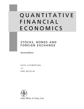 Cover image: Quantitative Financial Economics: Stocks, Bonds and Foreign Exchange 2nd edition 9780470091715