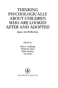 Imagen de portada: Thinking Psychologically About Children Who Are Looked After and Adopted 1st edition 9780470092019