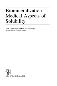 Cover image: Biomineralization: Medical Aspects of Solubility 1st edition 9780470092095