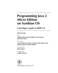 Cover image: Programming Java 2 Micro Edition for Symbian OS 1st edition 9780470092231