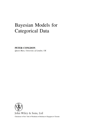 Immagine di copertina: Bayesian Models for Categorical Data 1st edition 9780470092378