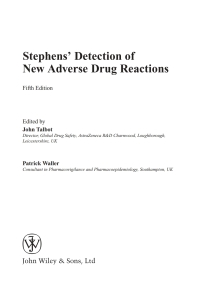 Cover image: Stephens' Detection of New Adverse Drug Reactions 5th edition 9780470845523