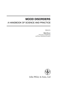 Imagen de portada: Mood Disorders 1st edition 9780470843901