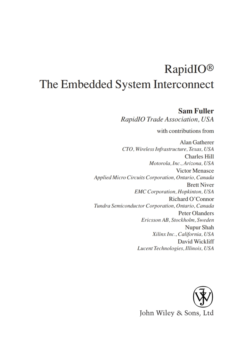 RapidIO The Embedded System Interconnect 1st Edition