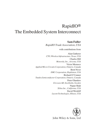 Cover image: RapidIO 1st edition 9780470092910