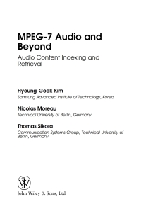 Cover image: MPEG-7 Audio and Beyond 1st edition 9780470093344
