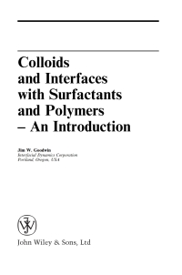 Cover image: Colloids and Interfaces with Surfactants and Polymers 1st edition 9780470841426