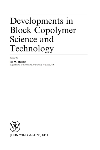 صورة الغلاف: Developments in Block Copolymer Science and Technology 1st edition 9780470843352